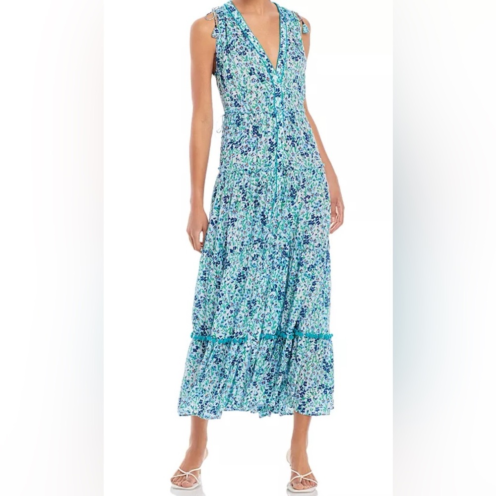 Poupette St. Barth blue floral ivy maxi dress, size XS